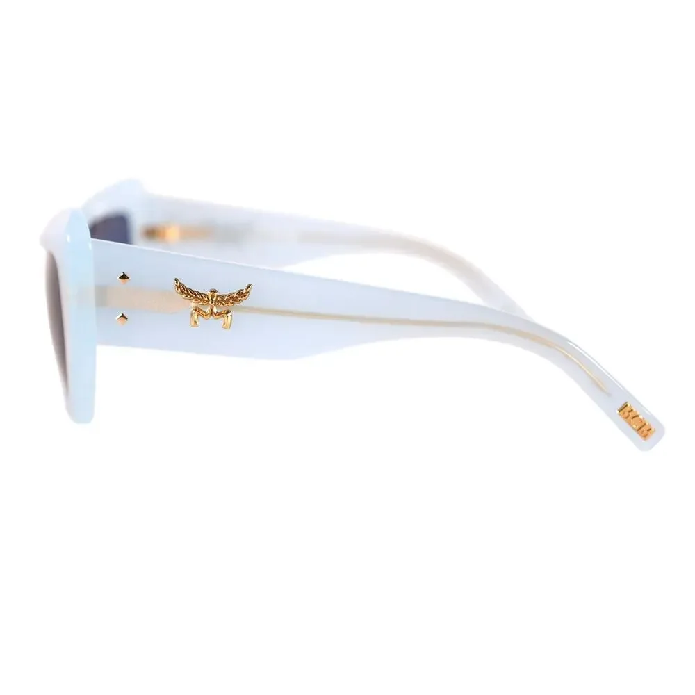 MCM Wraparound Rectangle Sunglasses - Shiny Light Blue / Smoke - NWT